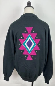 Cárdigan sudadera vintage años 90 Jerzees talla única apliques suroeste occidental - Imagen 1 de 14