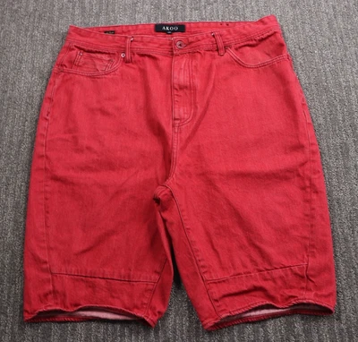 Pantalones Cortos de Denim Y2K De Colección Akoo Para Hombre Rojos Hip-hop Grunge Patinador 38x11 Urbano Foto 1 de 4