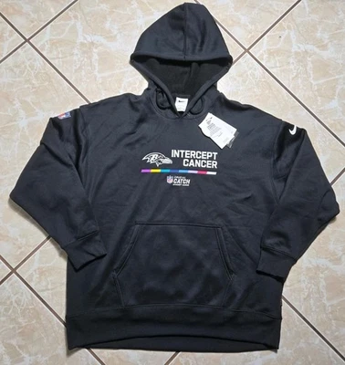 Новая женская толстовка с капюшоном Nike Baltimore Ravens NFL Crucial Catch Intercept Cancer с ценником большого размера - Изображение 1 из 4