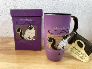 Ceramic Cup Mug With Lid Advice From A Cat 17oz Cypress Home Gift Box New - Picture 1 of 17