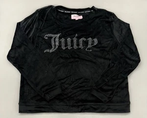 Juicy Couture Velour Sweatshirt Medium Spell Out Bling Embellished Y2K - Bild 1 von 6