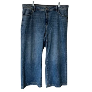 Chicos Damen Hose Crop helle Waschung klassisch blau weites Bein Jeans 3,5 Größe 18 - Bild 1 von 8