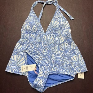 NWT Vineyard Vines Tankini Bikini Bottom Small Nautical Shell Cornflower Blue - Picture 1 of 14