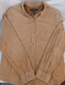 Banana Republic Vintage 100% Suede Women's Button Down Long Sleeve Shirt - Picture 1 of 5
