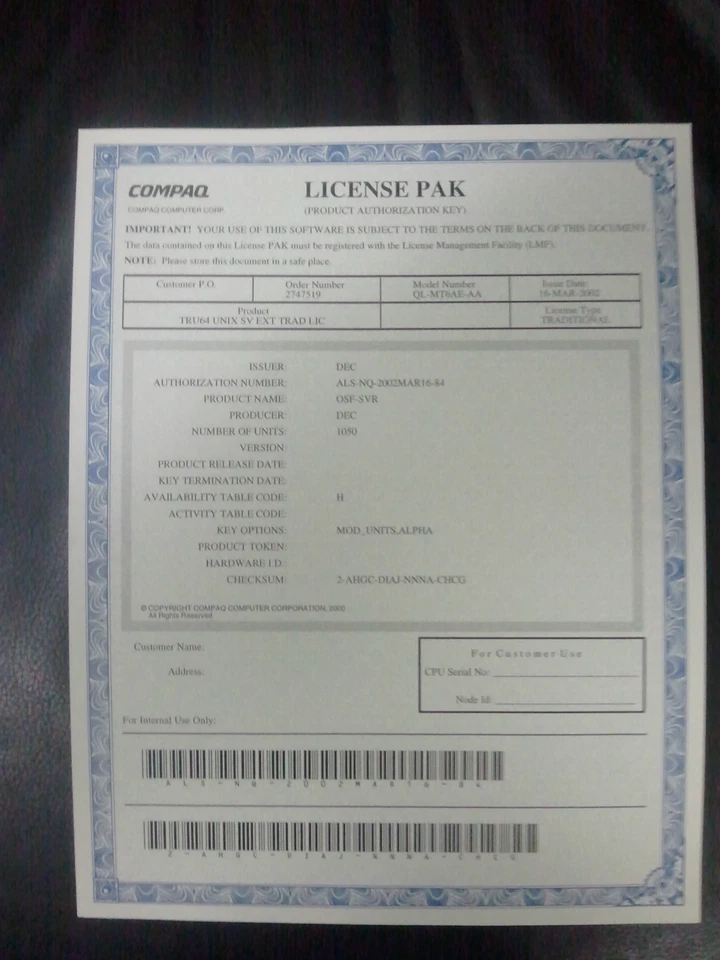 QL-MT4A9-6N Unix SMP ES40/45 - Image 1 of 1