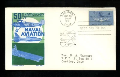 US FDC #1185 Cachet Craft / Boll M-5 1961 San Diego CA Naval Navy Aviation MC - Image 1 of 2