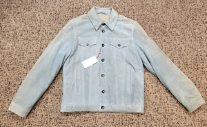 NWD Luciano Barbera 100% SUEDE Leather Jacket Button Front LARGE L 44 EU 54 Gray - Picture 1 of 14