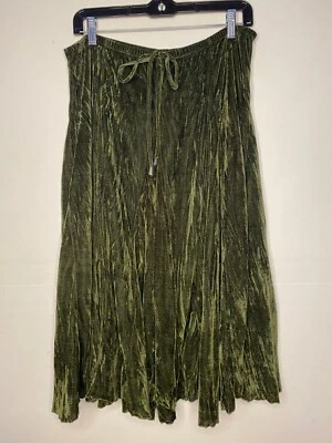 Falda Vintage Años 90 Terciopelo Verde Botella Cintura Elástica Hasta la Rodilla Talla L/XL Foto 1 de 4