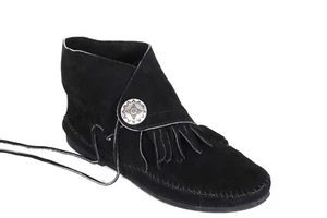 M74 Mokassins Stickerei Indianer Hippie Boho Ethno Fransen Minnetonka Leder 35,5 - Bild 1 von 3