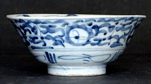 STUNNING! Antique MING QING Dynasty CHINESE Porcelain BLUE WHIE China Bowl Dish - Picture 1 of 7