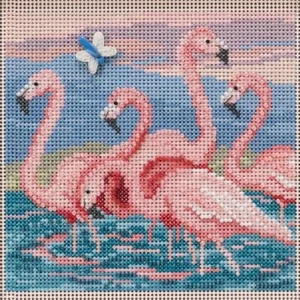 Mill Hill Spring Series Buttons & Beads Beaded Cross Stitch Kit ~ Flamingos - Picture 1 of 2