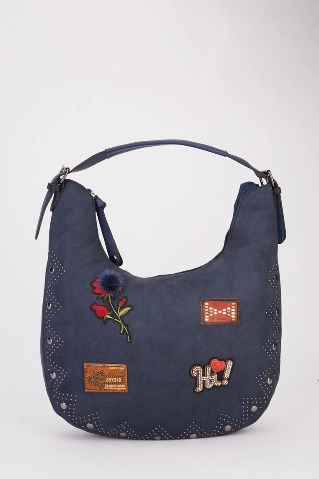 AZUL - Bolso de mano con incrustaciones de patchwork BOLSO DE MANO CON INCRUSTACIONES Foto 1 de 1