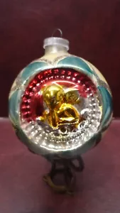 Vintage Christmas Ornament Indent Glass Multicolor Glitter Mica West Germany - Picture 1 of 7