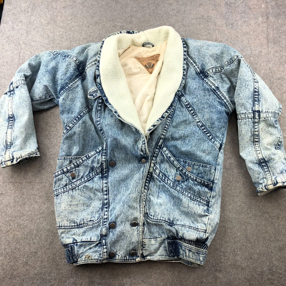 Vintage Giacca Blue By J Gallery Jacket Women Large Acid Washed Denim Sherpa 90s - Image 1 of 4