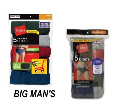 Hanes Big Man's Tagless ComfortSoft Color Cotton Briefs in 2X-L/3X-L (5-Pack) - Image 1 of 4