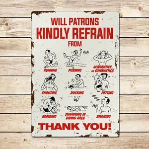 Retro Swimming Pool Rules Sign, Funny Hot Tub Sign, Metal Tin Plaque, Man Cave - Picture 1 of 2