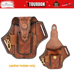 TOURBON Leder Handy Hülle EDC Tasche Messerscheide Gürtelholster Werkzeugtasche - Bild 1 von 24