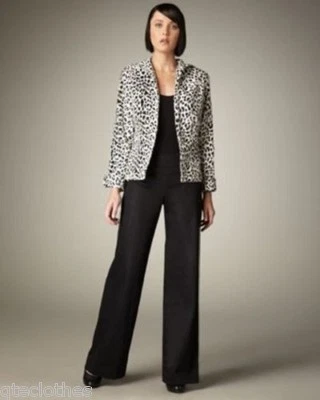 STUDIO M $79 NUEVO Pantalones Informales Negros Pierna Ancha Ajuste Relajado 8 L34 QCO Foto 1 de 4