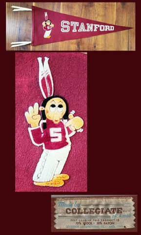 VINTAGE Stanford University Indian (Cardinal) Football Pennant! COLLEGIATE! WOW Cover