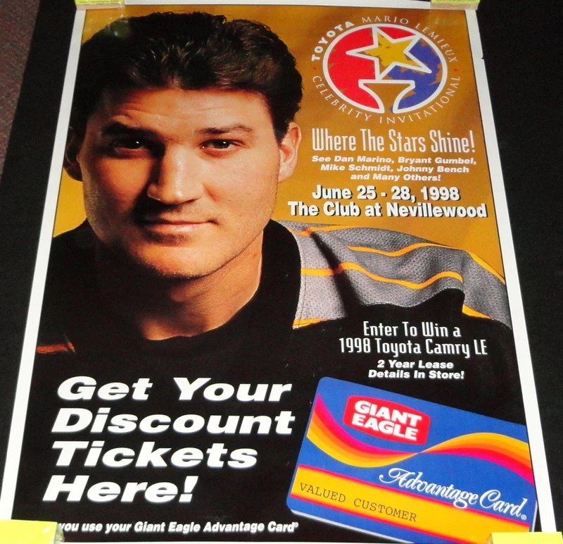 Mario Lemieux Golf Invitational ORIGINAL 1998 28x40" Giant Eagle Store Poster - Image 1 of 1