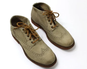 Frye Men's 9 Phillip Lug Wingtip Chukka Lace Up Tan Suede Leather Boots Shoes - Picture 1 of 16