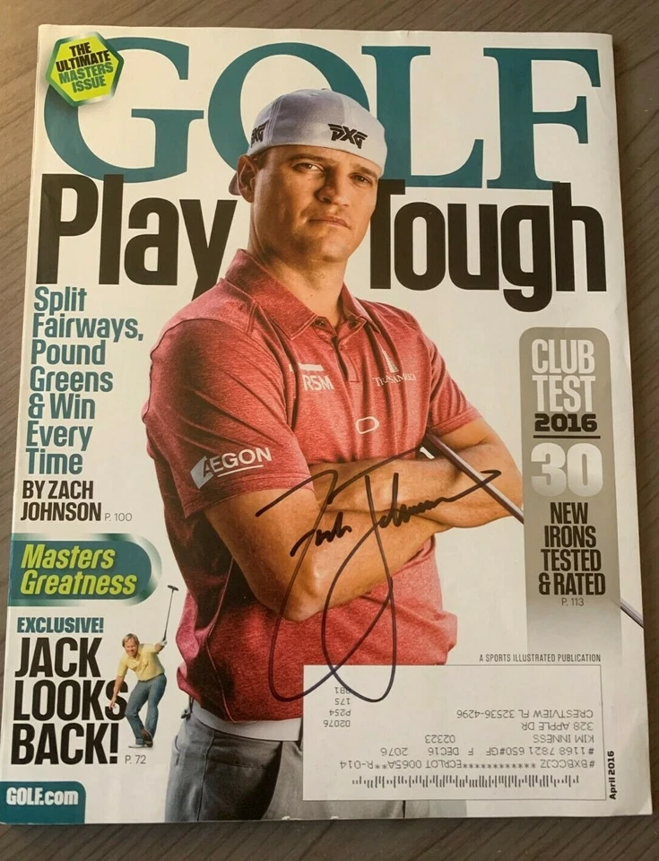 REVISTA DE GOLFE ZACH JOHNSON AUTOGRAFADA ABRIL 2016 COM CERTIFICADO DE AUTENTICIDADE  - Imagem 1 de 1