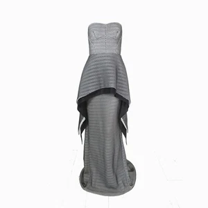 SPLENDIDO ABITO DONNA ANTONIO BERARDI MESH PASSERELLA PEPLUM NERO BIANCO IT 40 UK 8 - Foto 1 di 12