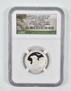 2016-S PF70 Silver Quarter Shawnee NGC Limited Edition Set - Picture 1 of 5