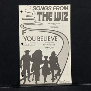 If You Believe Songs From The Wiz Sheet Music For Mixed Voices 8 Pages Vtg 1974 - Picture 1 of 2