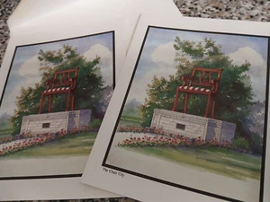 2 VTG Blank Greeting Cards-THE CHAIR CITY-Thomasville NC FEROL HOLLADAY ARTIST - Picture 1 of 5