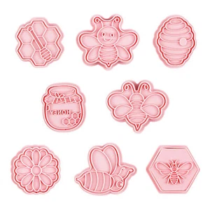 Cookie Cutter Baking Stencil Mould Set of 8 Cookie Mould Cookie Embosser Stamp - Picture 1 of 12