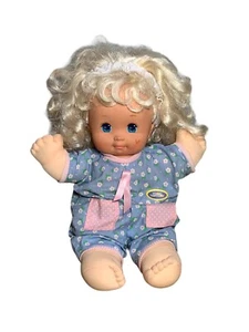Mattel Magic Nursery 14 Zoll Kleinkind Baby Puppe Original Outfit 1989 blau Strampler - Bild 1 von 7