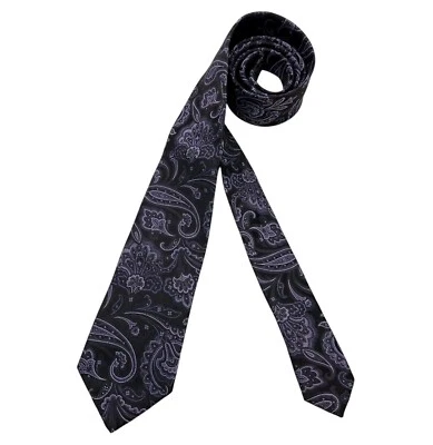 HUGO BOSS Black/Purple Paisley Silk LUXURY Tie ITALY — 第 1/4 张图片