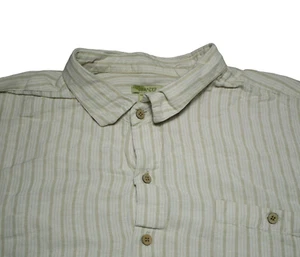 Islander Men's Size - 4XL Beige White Striped Short Sleeve Button Up Hawaiian - Picture 1 of 5