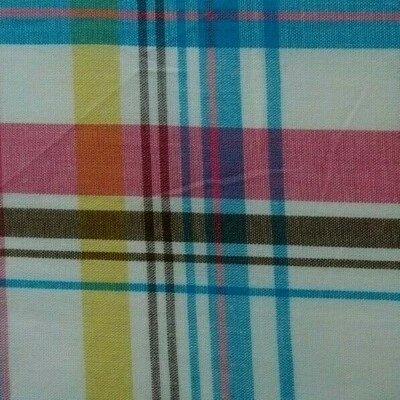 Blue Pink Yellow Plaid Cotton Pocket Square - Image 1 of 3