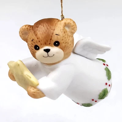 Винтаж 1982 Enesco Lucy & Me плюшевый медведь ангел украшения держа звезда 2,75" - Изображение 1 из 4