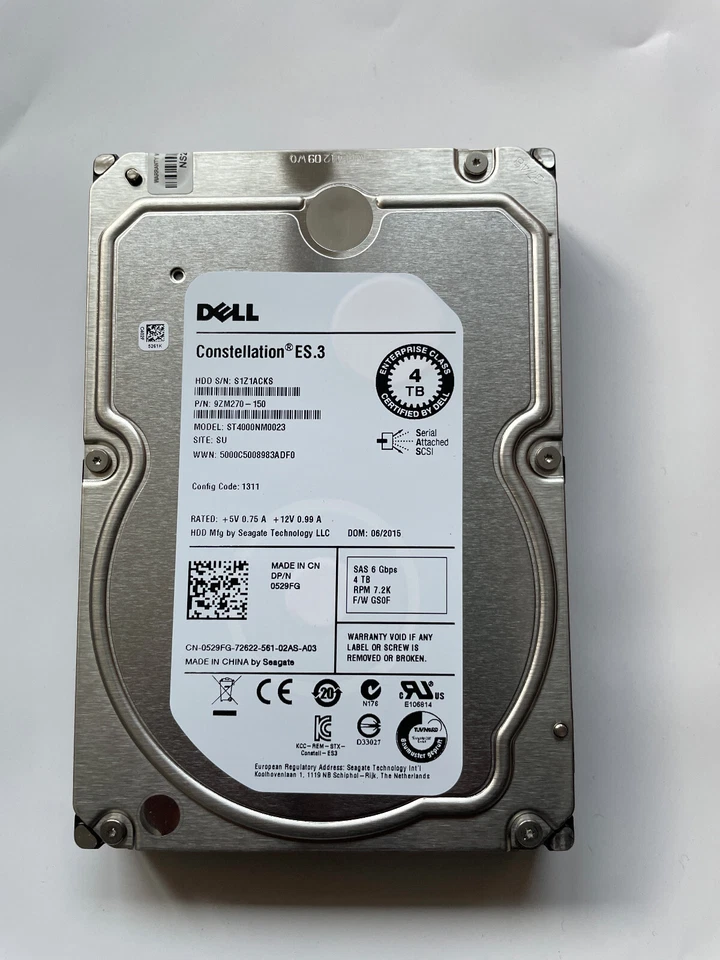 Dell Enterprise 4TB SAS 6 Gbps 7.2K Hard Drive 9ZM270-150 ST4000NM0023 TESTED - Image 1 of 1