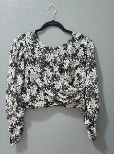 Prenda para mujer Zara recortada con estampado floral en blanco y negro talla M nueva con etiquetas - Imagen 1 de 9