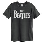 Beatles Logo Amplified  Vintage Charcoal T Shirt