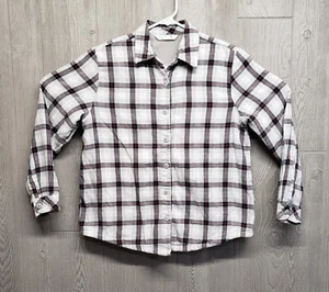 Riders By Lee Hemd Damen Medium Flanell Fleece gefüttert kariert weiß grau Knopf - Bild 1 von 9