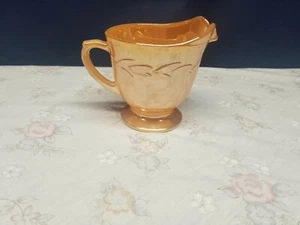Vintage Fire King Peach Luster Laurel Creamer Leaf Pattern Iridescent - Picture 1 of 3