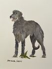 Scottish Deerhound Original  Watercolor by Sandra Coen Standing Dog