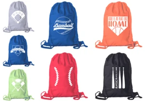 Baseball Party Taschen|Baumwolle Kordelzug Cinch Rucksäcke für Teamevents, Geburtstage - Bild 1 von 8
