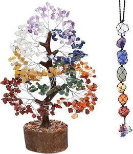 Seven Chakra Gemstone Tree with 7 Tumble Stones Car Hanging Ornaments Gift Decor - Picture 1 of 4