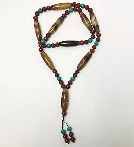 Antica Agata Sardonice con Perline Tonde Rosso Sud Bracciale Collana Gioielli - Foto 1 di 4