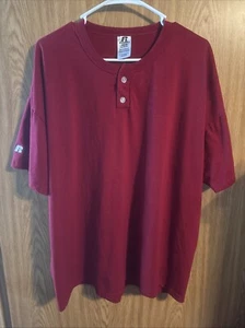 Camiseta de manga corta Russell Nublend para hombre de dos botones roja borgoña talla XL - Imagen 1 de 3