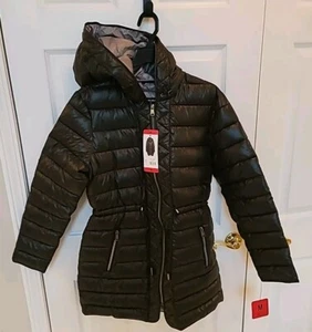 Chaqueta Kenneth Cole New York Damas Acolchada Con Capucha Puffer Anorak Negra Mediana Nueva con Etiquetas - Imagen 1 de 9
