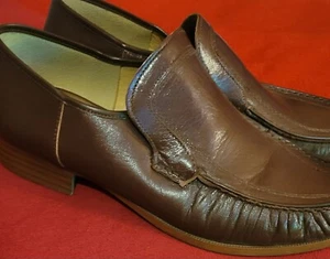 Vintage Mens Westminister Leather Loafers Made By Mediterranean Shoes Brown 9 - Picture 1 of 7