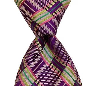 ROBERT TALBOTT Best of Class Silk Necktie Designer Geometric Purple/Multi EUC - Picture 1 of 3
