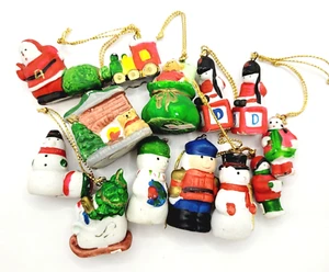 13 Miniatur Keramik handbemalt Vintage Christbaumschmuck Taiwan - Bild 1 von 23
